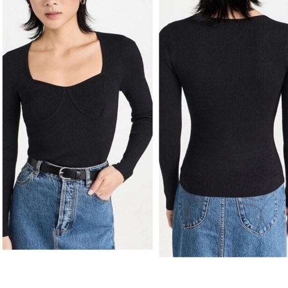 Madewell Wide Rib Sweater Top Black XS NWT - Picture 1 of 10